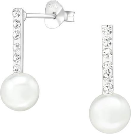 Amanto Oorbellen Erika - 925 Zilver E-Coating - Synth. Parel - 6x16 mm