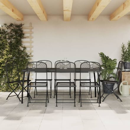 vidaXL - 9-delige - Tuinset - metaalgaas - antracietkleurig