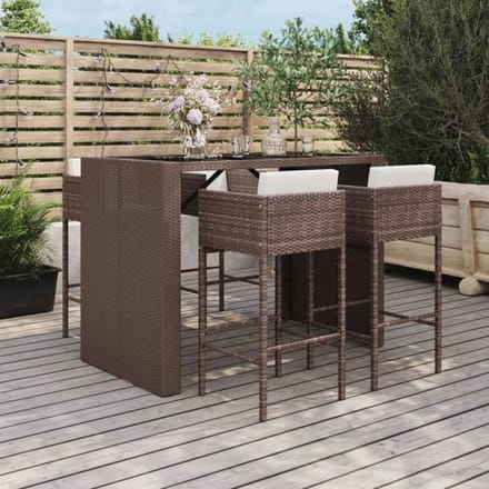 Maison Exclusive - Ensemble de bar de jardin avec coussins 5 pcs marron poly rotin marron