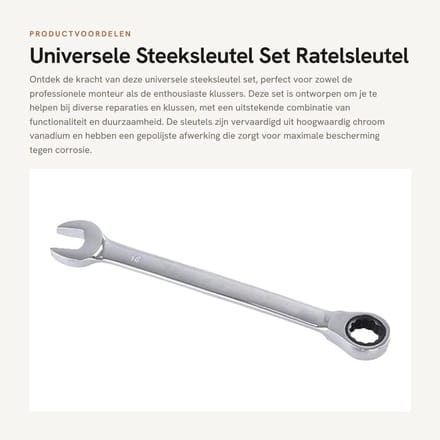 Dailygoods- Steeksleutelset 20mm - Professioneel - Chrome Vanadium - Schokbestendig - Duurzaam - Antislip - Verstelbare Hoofd. - Steeksleutel
