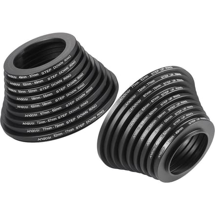 18 stuks Step Up / Step Down Lens Filter Metalen Adapter zwart