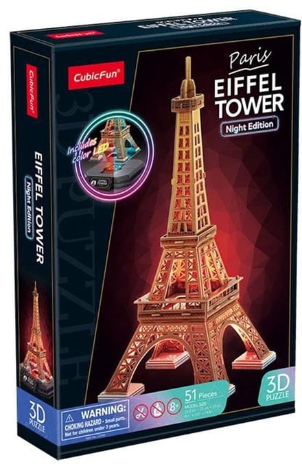 3D LED Eiffeltoren-puzzel - Nachtversie