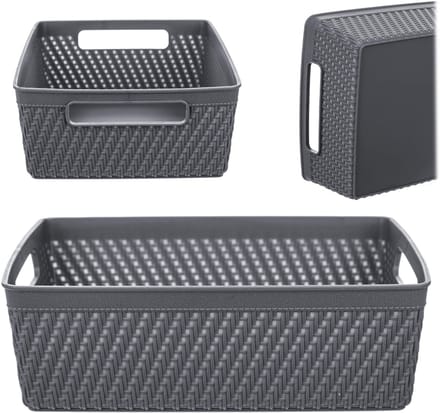 Lioni rechthoekige mand 24 x 17,5 x 7,5 cm donkergrijs