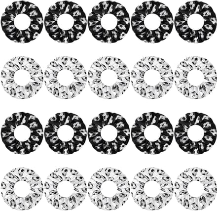 Dailygoods - Voetbal Sport Haaraccessoires - Set van 20 Elastische Scrunchies (Zwart en Wit)
