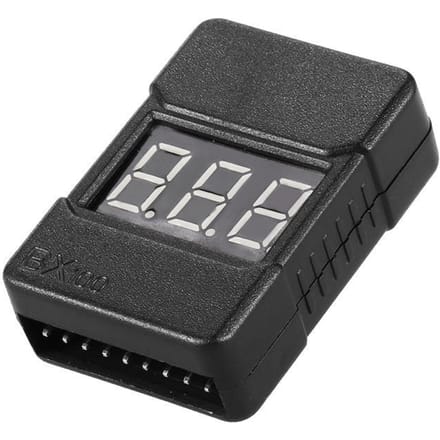 BX100 1 8S Testeur de tension de batterie LiPo Alarme sonore basse tension avec indicateur LED gray