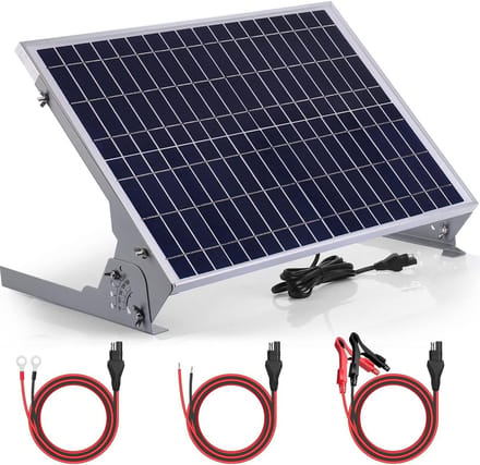Solar Acculader Onderhouder - Zonnepaneel Kit - Batterij Onderhoud - Intelligente MPPT Controller - 30 Watt - Zwart