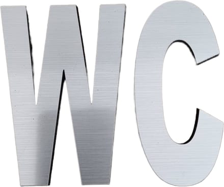 Toilet Bord - Wc - Wc aanduiding - Zilver - 9,5 cm breed