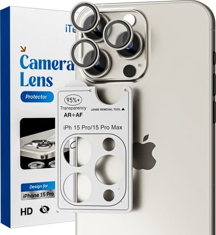 Camera Lens Screen Protector - Geschikt voor iPhone 15 Pro /15 Pro Max - 9H Bescherming - Natural Titanium