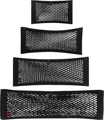 BLACK+DECKER Bagagenet Auto 4 Stuks - Opberging - 4 Verschillende Afmetingen - Zwart