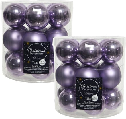 Decoris Kleine kerstballen - 54x st - lila paars - D4 cm - glas - kerstversiering