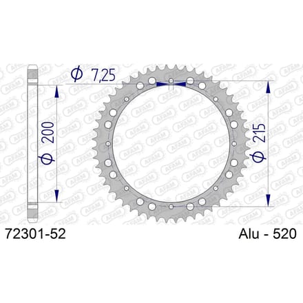 Aluminium tandwiel achter Afam 520 52 dents