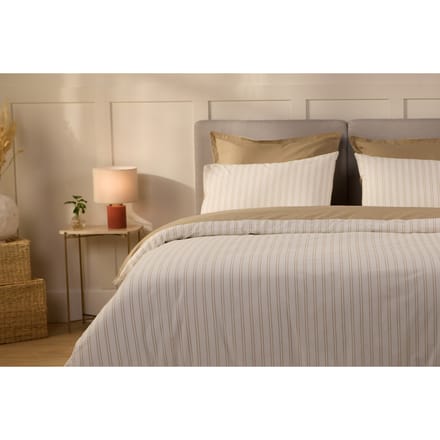 Emma Percal Dekbedovertrek 200x200 cm Beige Banden & Beige