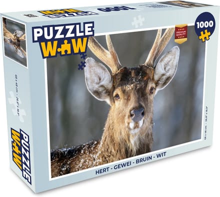 Puzzel Hert - Gewei - Bruin - Wit - Legpuzzel - Puzzel 1000 stukjes volwassenen