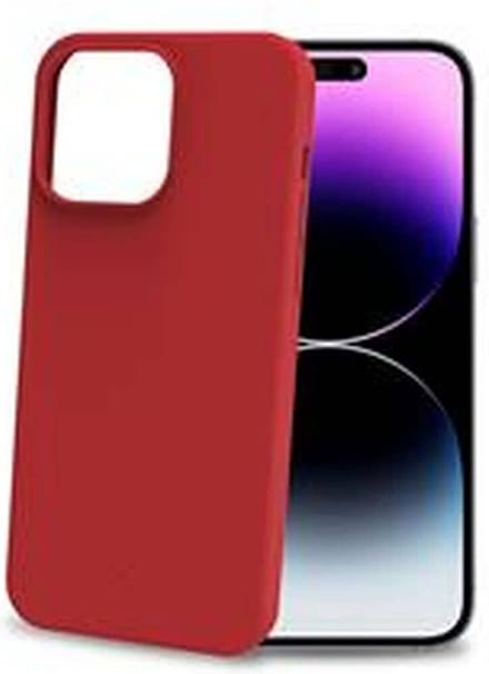 Celly Cromo Siliconen hoesje - Geschikt voor Apple iPhone 15 Pro Max - TPU Back Cover - Microfiber - Rood