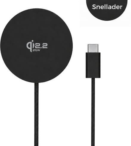 Mastersøn Draadloze Oplader iPhone & Android - MagSafe Qi2 Snellader 25W - Zwart