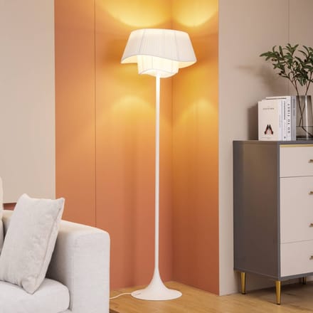 Lindby - vloerlamp - 1licht - IJzer, textiel - H: 159.5 cm - E27 - wit