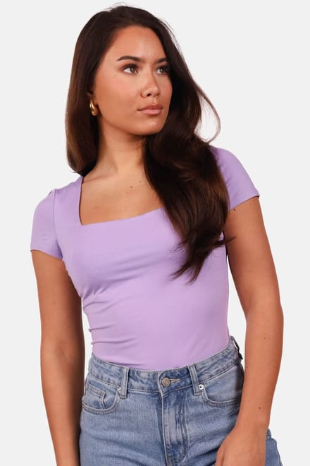 Getdrezzed Top - Maat: M - Body met vierkante hals lila