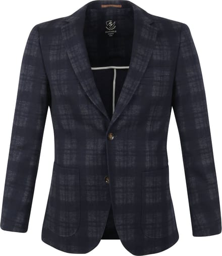 Suitable Respect Colbert Jersey Ruit Flex Antraciet - Maat 50 - Heren blazer