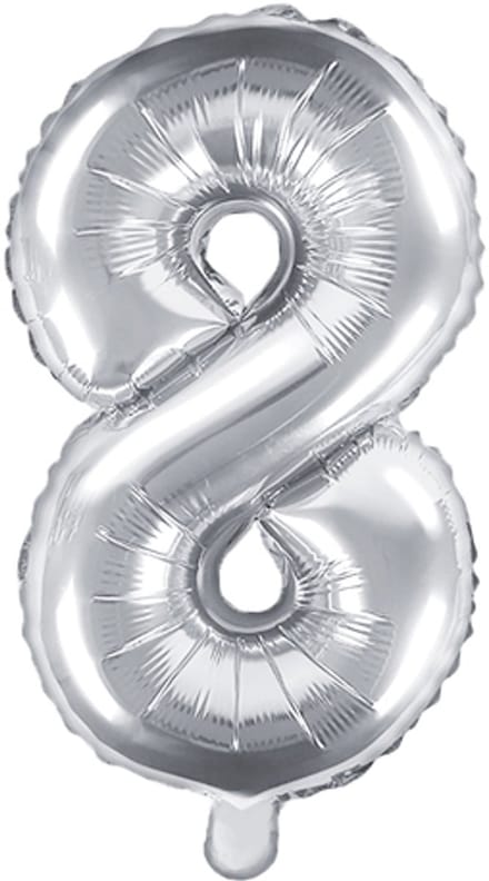 Folieballon Cijfer 8 (35 cm) - Zilver