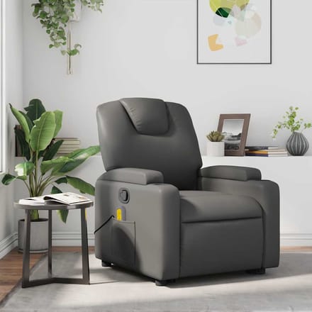Vidaxl Klapbare Massagestoel, Grijs, Bekleed met Kunstleer