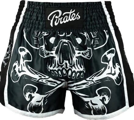 PRIDEorDiE Pirate V.2 Muay Thai Shorts Zwart Wit - M