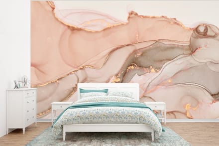 Behang - Fotobehang Marmer - Roze - Rosé - Breedte 295 cm x hoogte 220 cm
