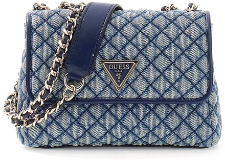 GUESS schoudertas Giully II Mini 2 Compartment Convertible Flap Denim blauw
