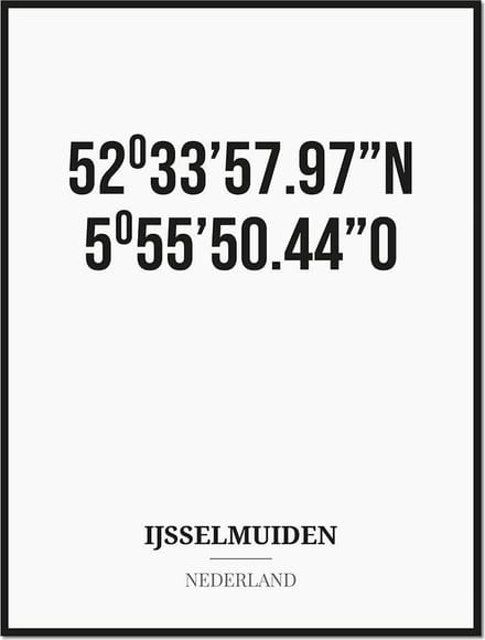 Poster/kaart IJSSELMUIDEN met coördinaten