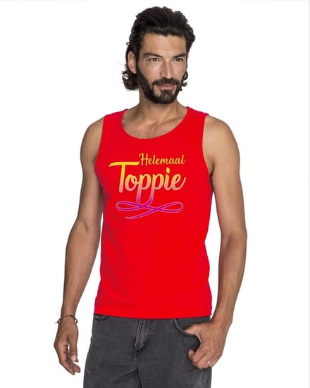 Rood Helemaal Toppie singlet/ mouwloos shirt heren L