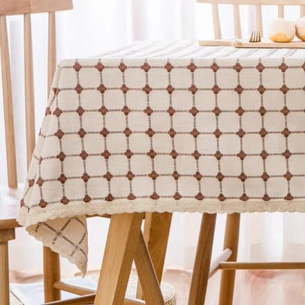 Nappe à carreaux Art Rectangulaire Nappe Rurale Nappe de Table à Thé Nappe Carrée 90*130cm beige