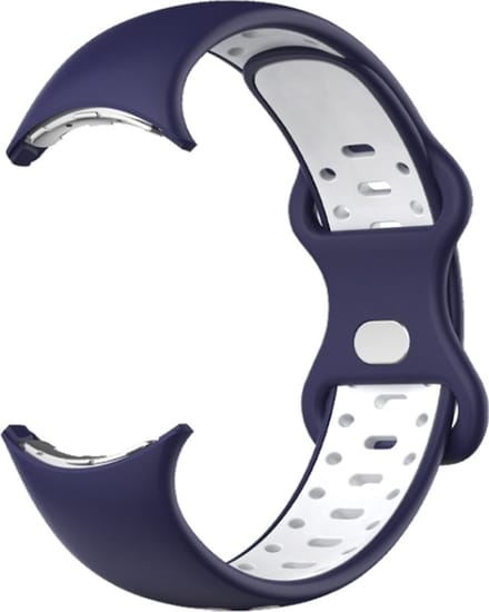 Siliconen bandje - geschikt voor Google Pixel Watch / Pixel Watch 2 - blauw-wit