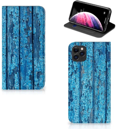 Apple iPhone 11 Pro Max Book Wallet Case Wood Blue
