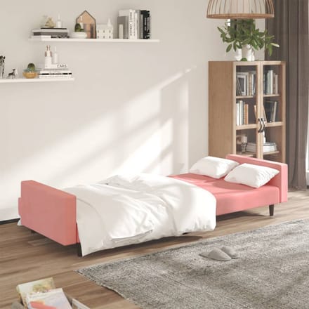 vidaXL - Slaapbank - 2-zits - fluweel - roze