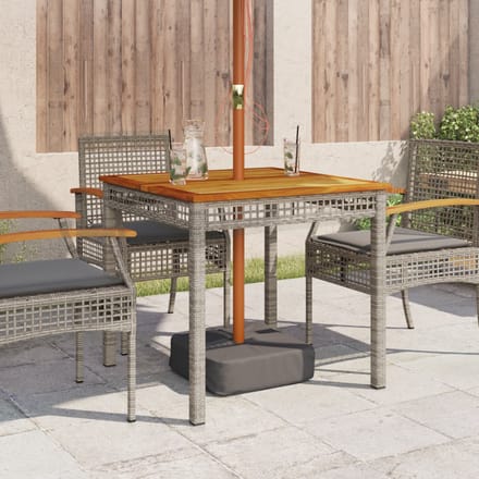 vidaXL - Tuintafel - 80x80x75 - cm - poly - rattan - en - acaciahout - grijs