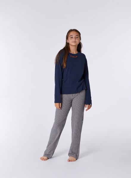 Woody Meisjes-Dames pyjama donkerblauw - maat 128/8J