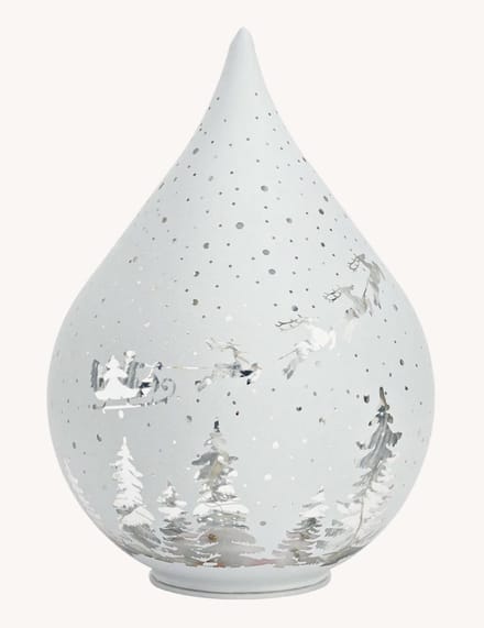 Kerstfiguur druppelvormig met LED gemaakt van glas, wit (B/H/D) 14x20x14cm
