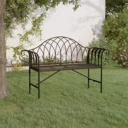 vidaXL - Tuinbank - 2-zits - 128 - cm - staal - zwart