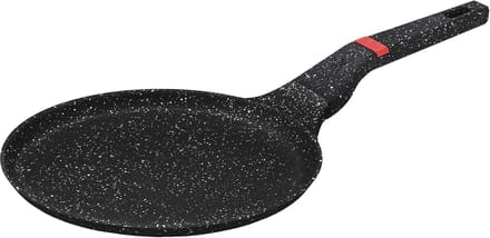 Pannenkoekenpan - Crêpepan Aluminium - Licht Bakken - Steen Marmer Coating - 24 cm Diameter - Zwart