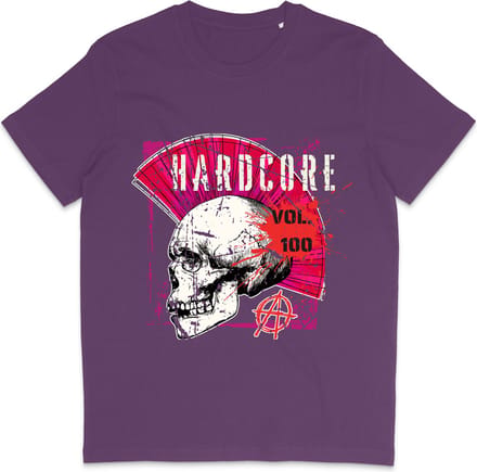 Heren Dames Muziek T Shirt - Hardcore Skull - Paars - M