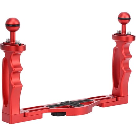 Support double poignée en métal pour lampe de poche de plongée et caméra de sport sous-marine red