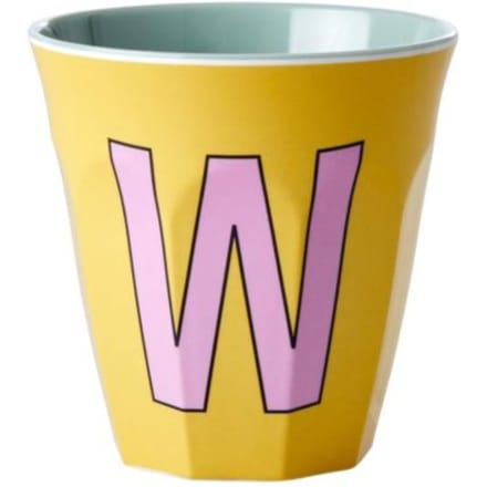 Rice melamine beker medium letter w geel