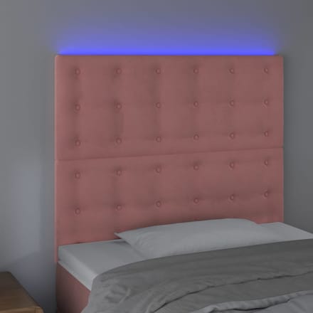 vidaXL - Hoofdbord - LED - 100x5x118/128 - cm - fluweel - roze