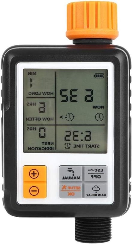 Tuin Water Timer - Besproeiingssysteem Controller - Automatisch Sproeien - Flexibel Programma - 21x13x7 cm - Grijs
