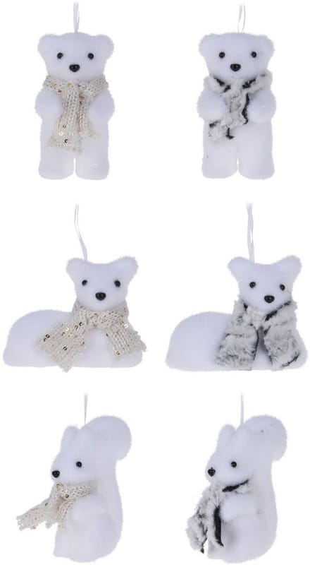 Kersthanger winterdieren karton decoratie set van 24 multicolor.