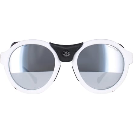 Moncler ML0046 21C wit zwart leer grijs zilver spiegel zonnebril
