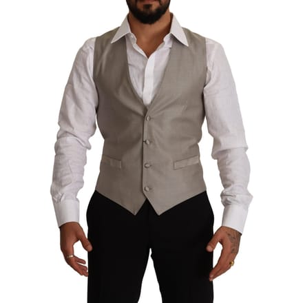 Dolce & Gabbana Heren Beige Wol Enkelvoudig Geknoopt Vest