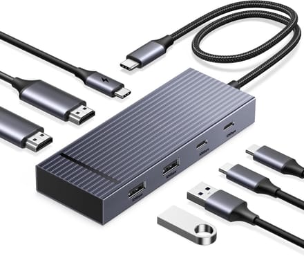 SNJY® Docking Station Laptop - USB-C Hub - Docking Station USB-C - 7-in-1 - 10Gbps - 100W - Zwart