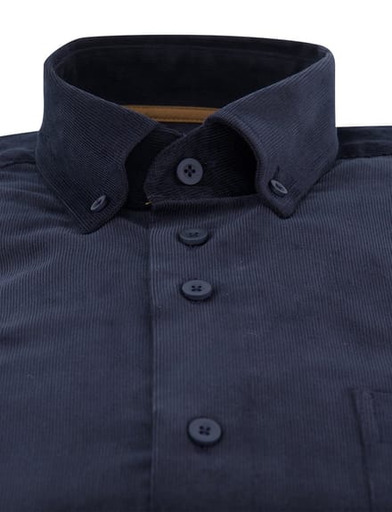 Overhemd Eden Valley corduroy donkerblauw