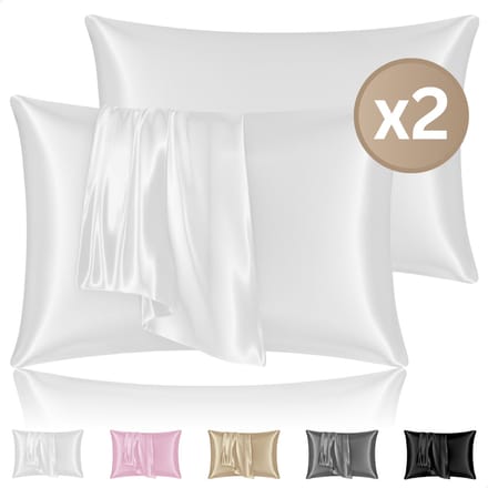 RENALUX - Satijnen Kussensloop Trend - Wit - kussenslopen 60 x 70 set van 2 - Zijden Zachte Kussensloop - Haarverzorging - Set van 2 Stuks - Rits Sluiting - Wit