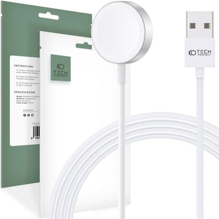 Tech-Protect UltraBoost Inductive Magnetic Charger with USB-A Connector for Apple Watch 1.2m - White